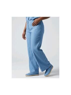 Rebdolls Chambray Wide Leg Pants Pleated Elastic Waist 2X NWT